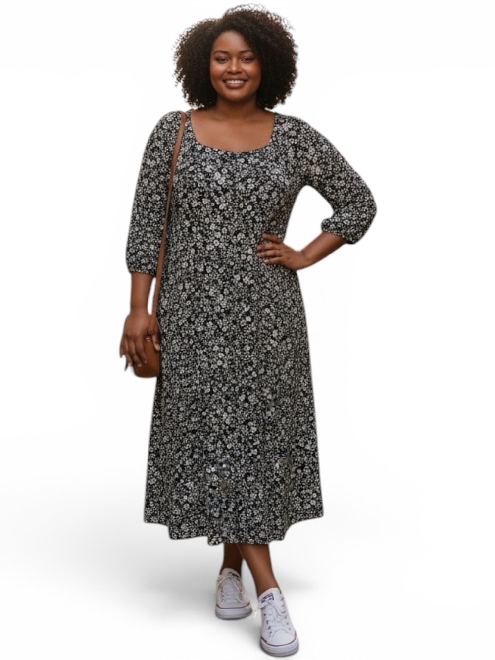 Women’s J. Jill Dress Black and White Floral Button Down Plus Size 4X